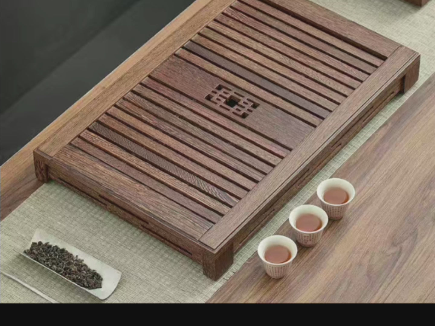 Nature Bamboo Stripe Wooden Tea Tray