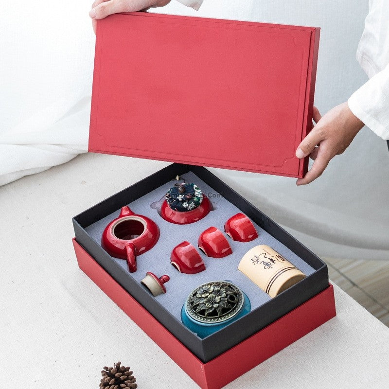 Chinese Red Tea Set With Gift Box