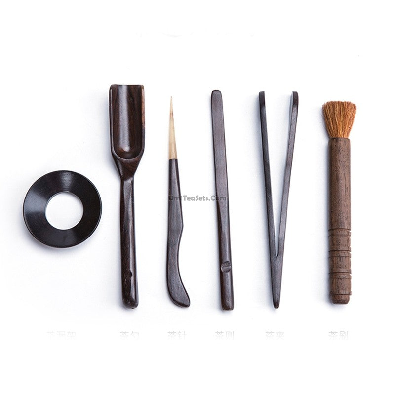 Tea Utensil Set With Sandalwood Holder