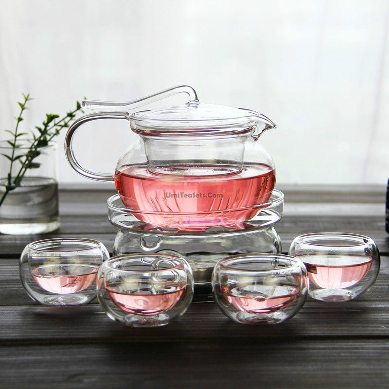 High Borosilicate Glass Tea Set With Warmer