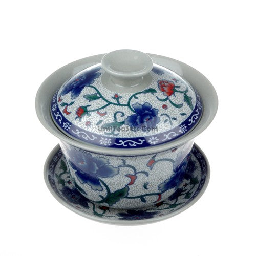 Blue Peony Porcelain Gaiwan (Set of 2)