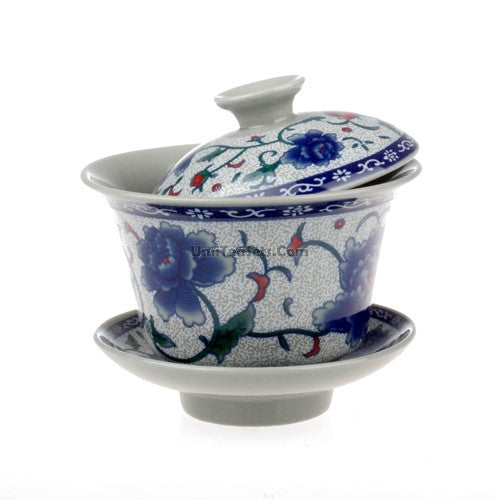 Blue Peony Porcelain Gaiwan (Set of 2)