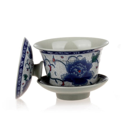 Blue Peony Porcelain Gaiwan (Set of 2)