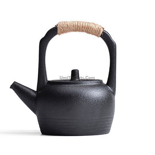 Black Pottery Teapot With Alcohol Wamer