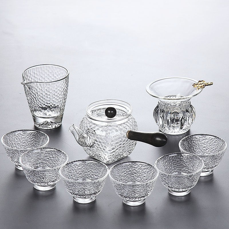 Ice Block Glass Tea Set With Tea Washer