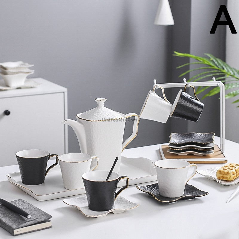 Modern Black And White Tea Set