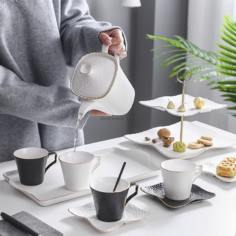 Modern Black And White Tea Set