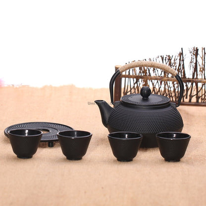 Black Dotted Cast Iron Tea Set