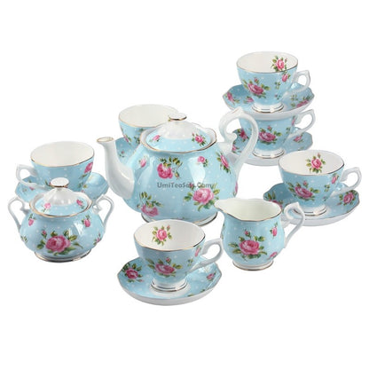 Light Green Dotted Bone China Tea Set