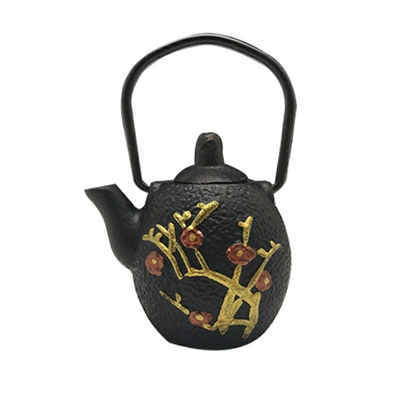 Japanese Cast Iron Orchid Mini Teapot