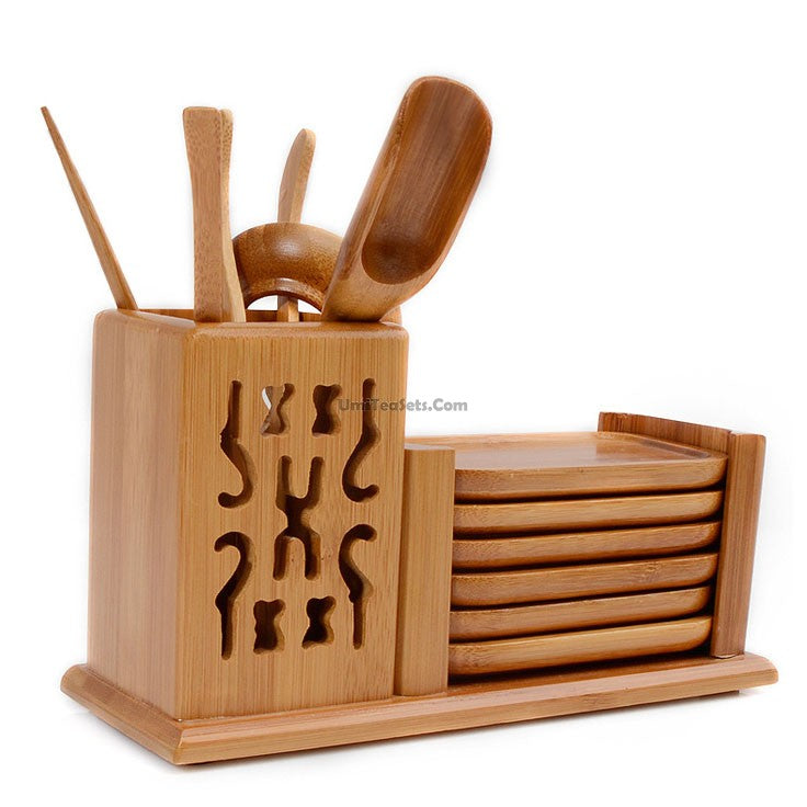 Bamboo Tea Utensil Set With Cup Saucer