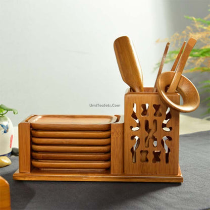 Bamboo Tea Utensil Set With Cup Saucer