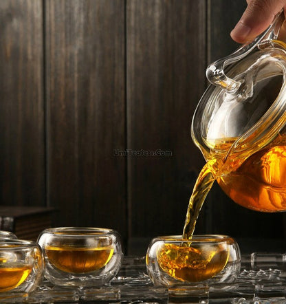 Heat Resistant Glass Tea Set With Tea Tray