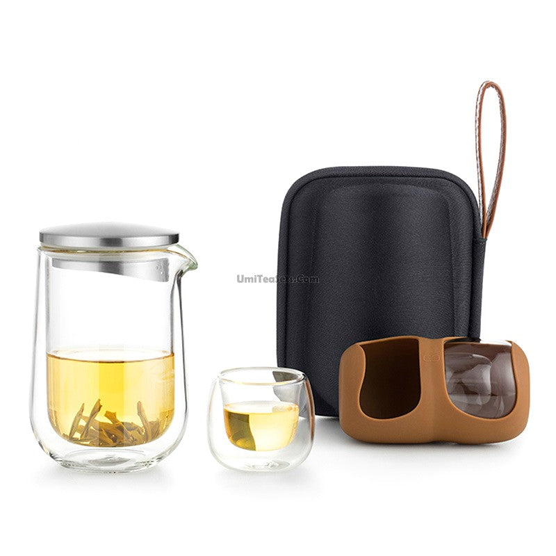 Classica Tea Set – Stovetop Safe Glass Teapot with 4 Insulated Double Wall Glass  Cups