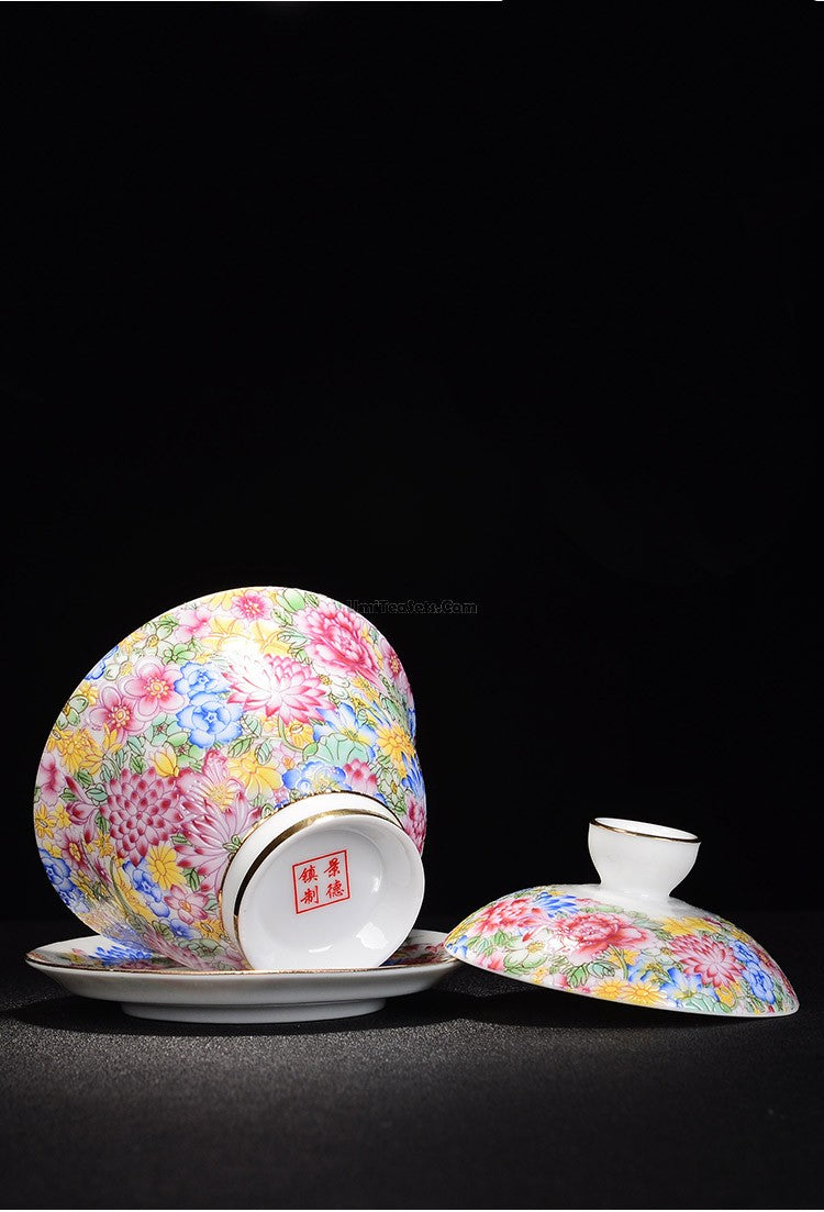 Enamel Porcelain Flowers Gaiwan