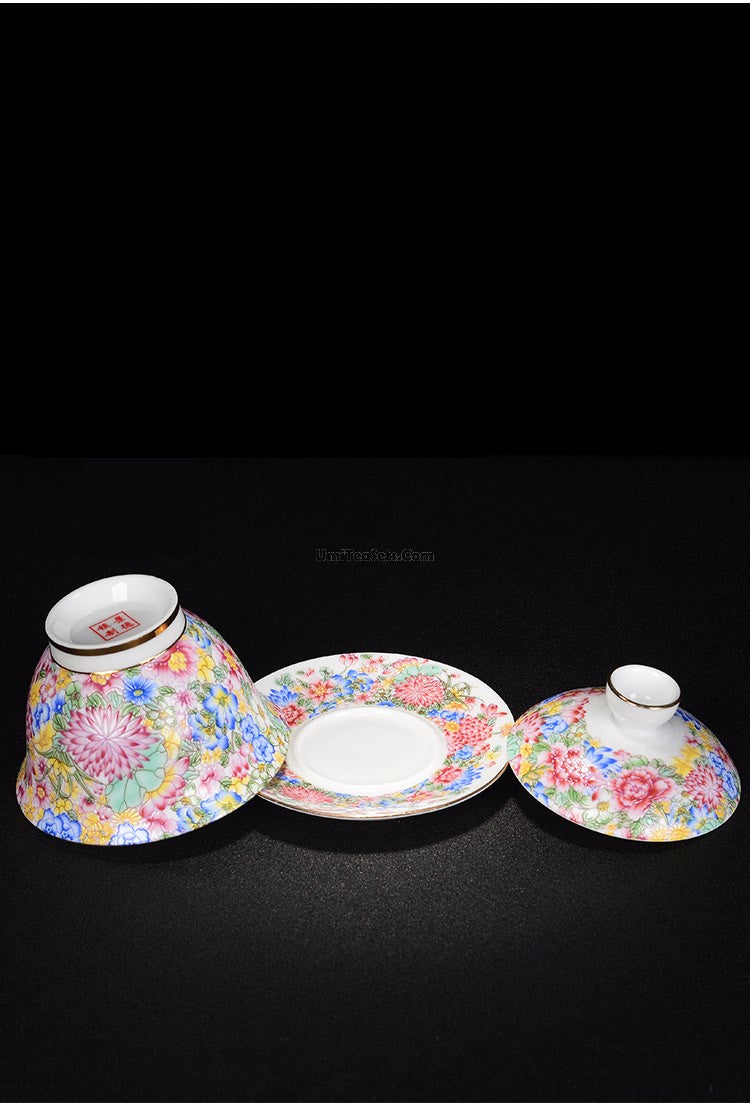 Enamel Porcelain Flowers Gaiwan