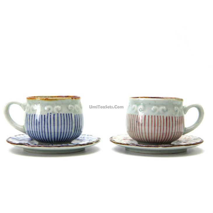 (Set of Two) Japanese Tea Cup With Handle And Saucer