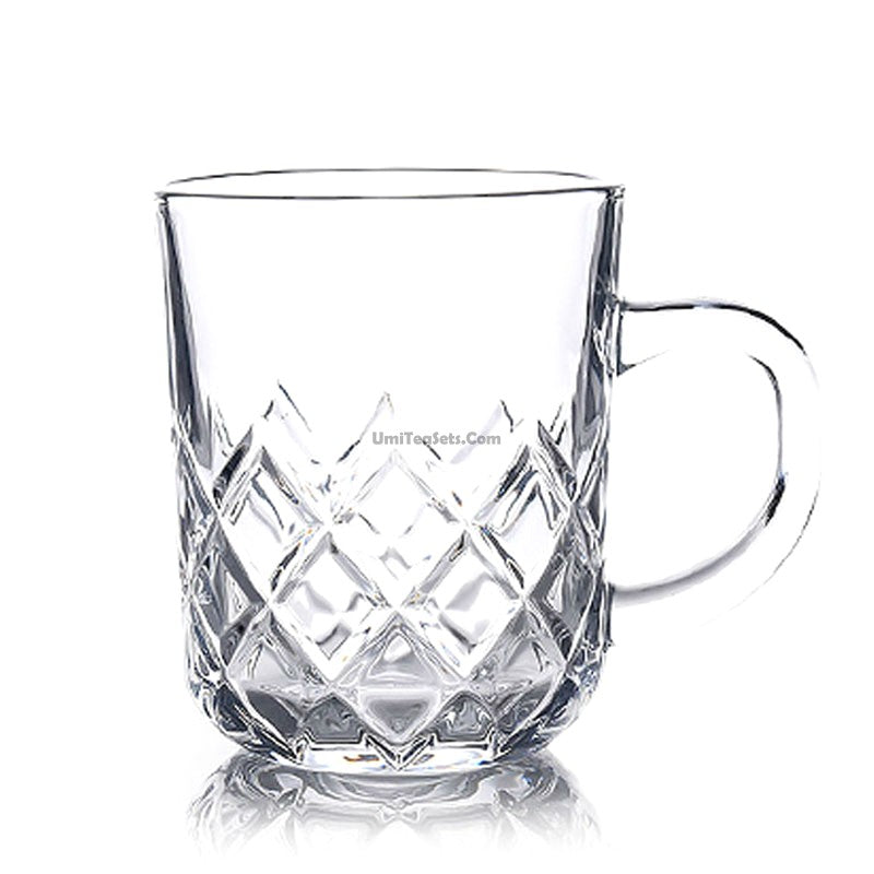 Clear Glass Textured Leaf Mug with Colorful Handle