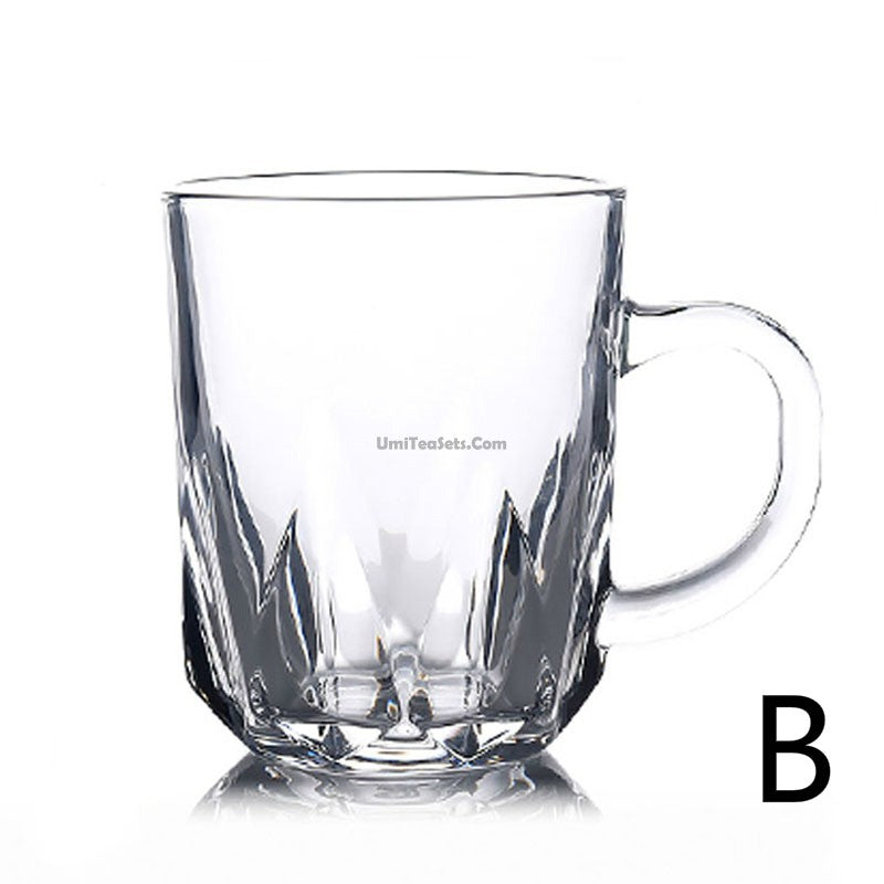 Set of Two - Diamonds Glass Tea Cup With Handle