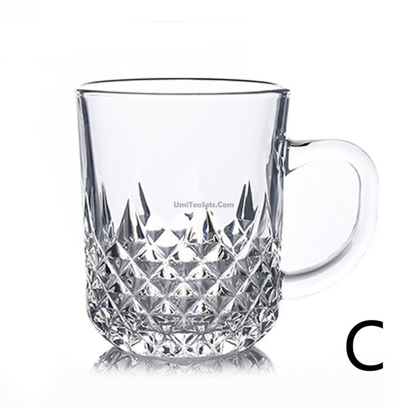 Diamonds Glass Tea Cup With Handle