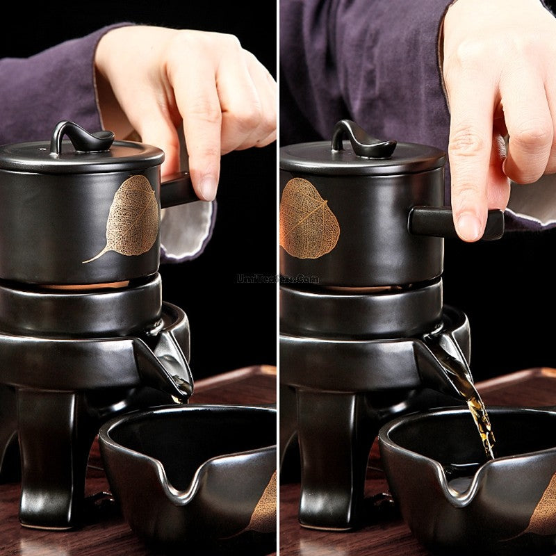 Black Ceramic Automatic Gongfu Tea Set