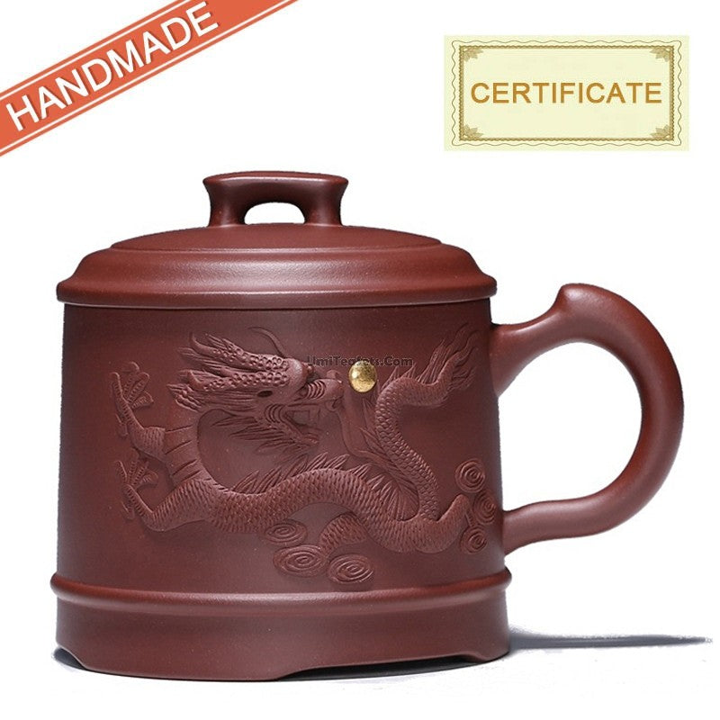 Yixing Purple Clay Carved Dragon Tea Mug