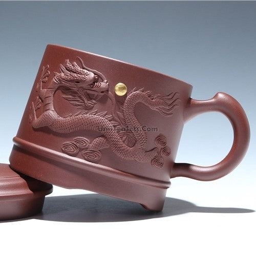 Yixing Purple Clay Carved Dragon Tea Mug