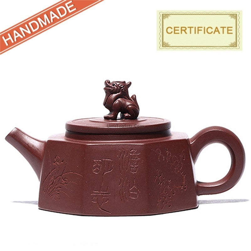 Yixing Purple Clay Kylin Octagonal Teapot