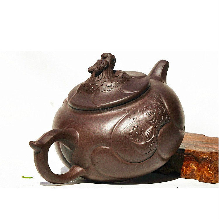 Yixing Purple Clay Dragon Fish Teapot