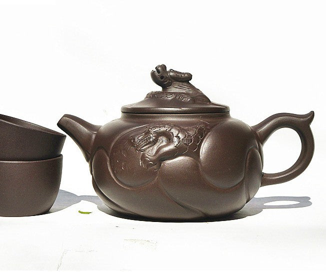 Yixing Purple Clay Dragon Fish Teapot