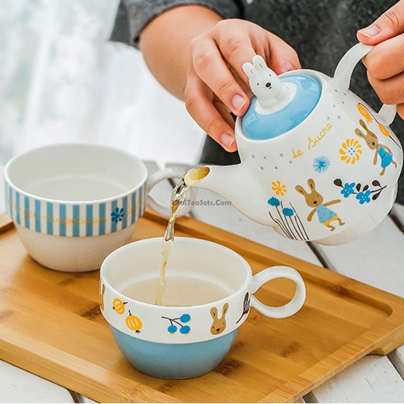 White Mug Rabbit Cup Ceramic Creative Cute Rabbit Handle Coffee