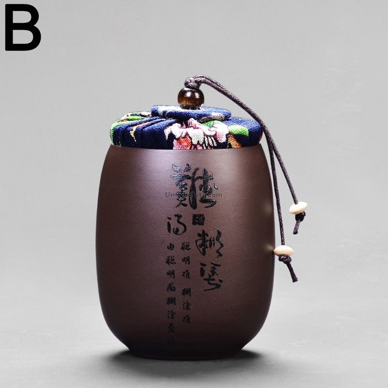 Purple Clay Chinese Characters Tea Caddy