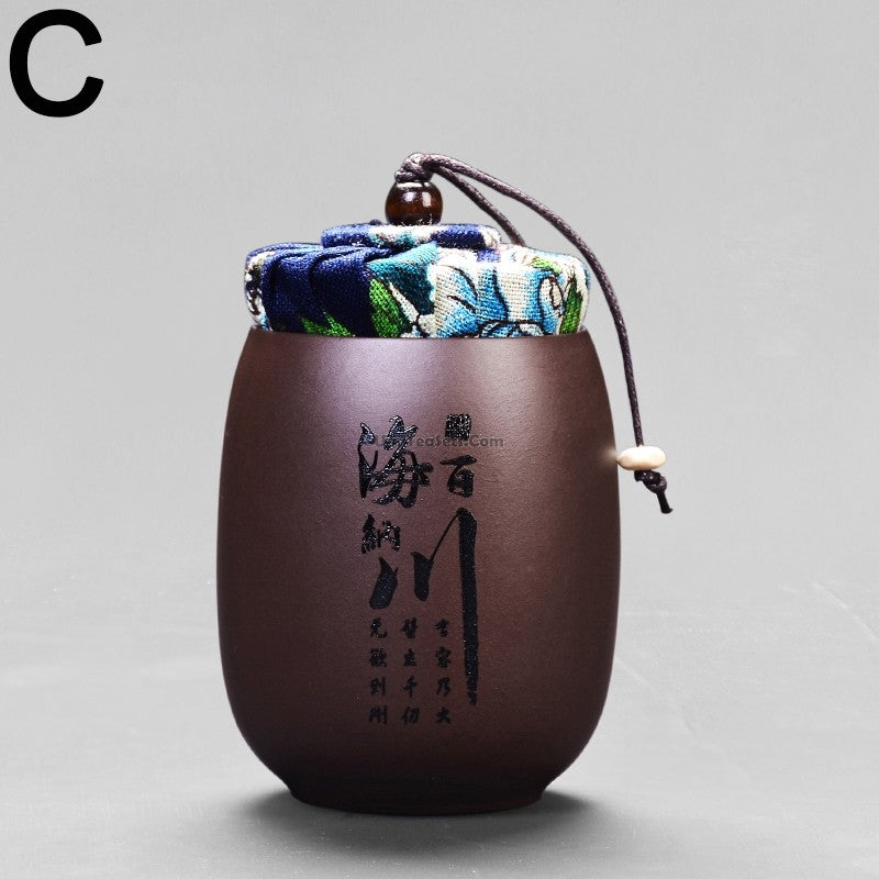 Purple Clay Chinese Characters Tea Caddy