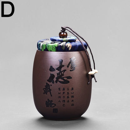 Purple Clay Chinese Characters Tea Caddy