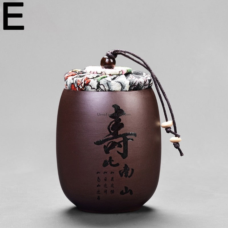 Purple Clay Chinese Characters Tea Caddy