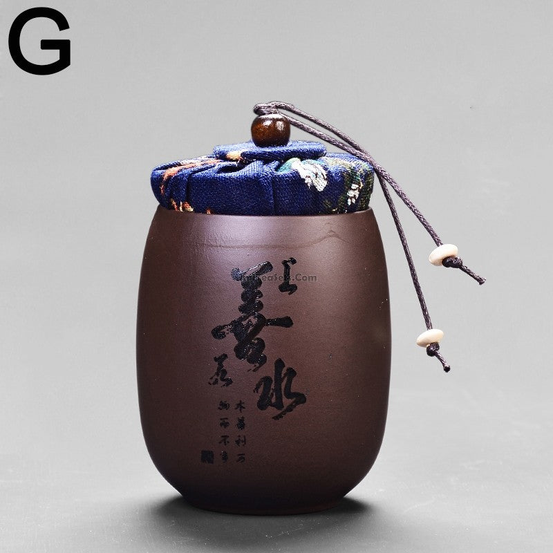 Purple Clay Chinese Characters Tea Caddy