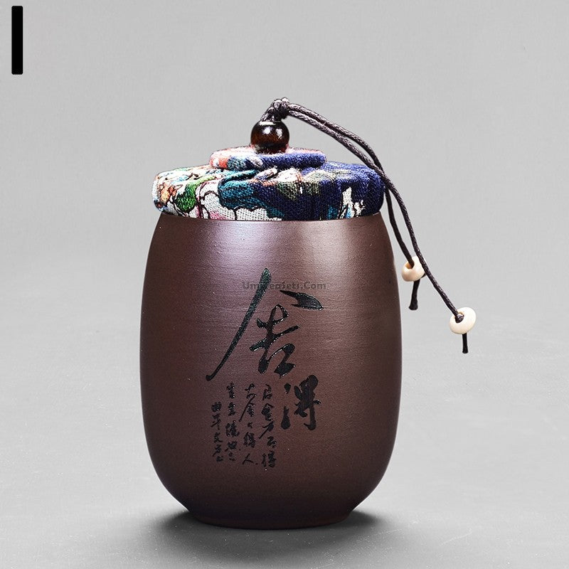 Purple Clay Chinese Characters Tea Caddy