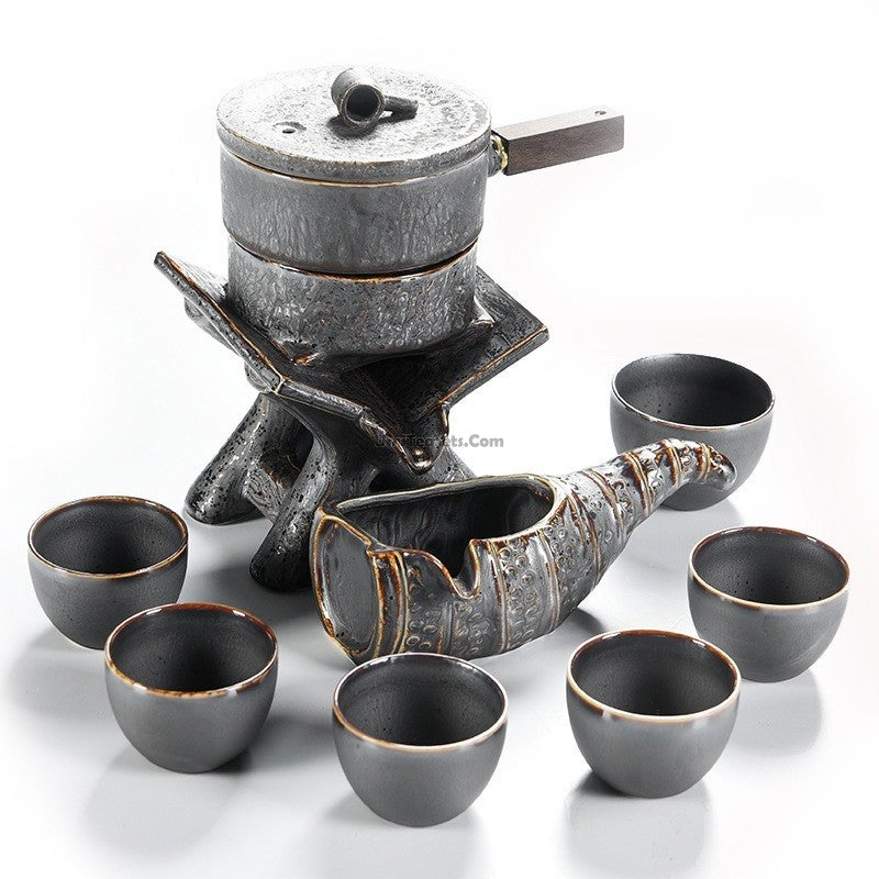 Marbling Modern Tea Set With Bamboo Stand – Umi Tea Sets