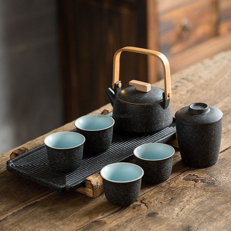 Japanese Black Stone Glazed Tea Set