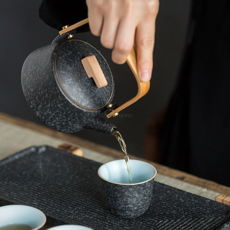 Japanese Black Stone Glazed Tea Set