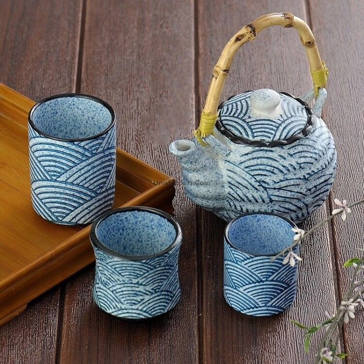 Sea Wave Travel Tea Set With Wooden Handle – Umi Tea Sets