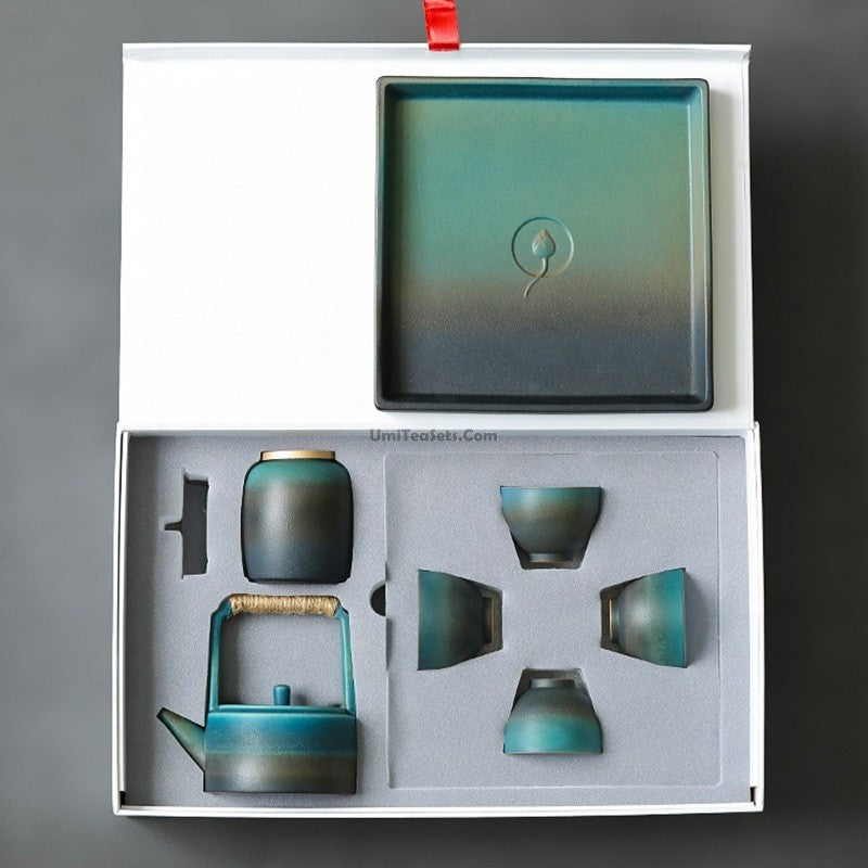 Japanese Cyan Ceramic Tea Set