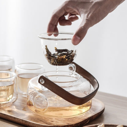 High Borosilicate Glass Tea Set With Tray